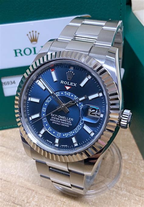 rolex 42mm skydweller blue dial with rubber band|rolex sky dweller watch price.